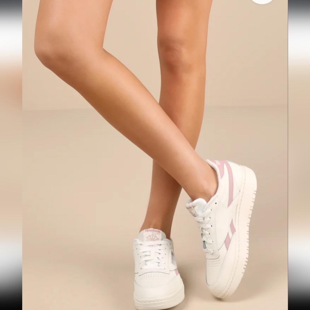 Reebok Club C Double Revenge Classic White and Pink Sneakers - Picture 14 of 14